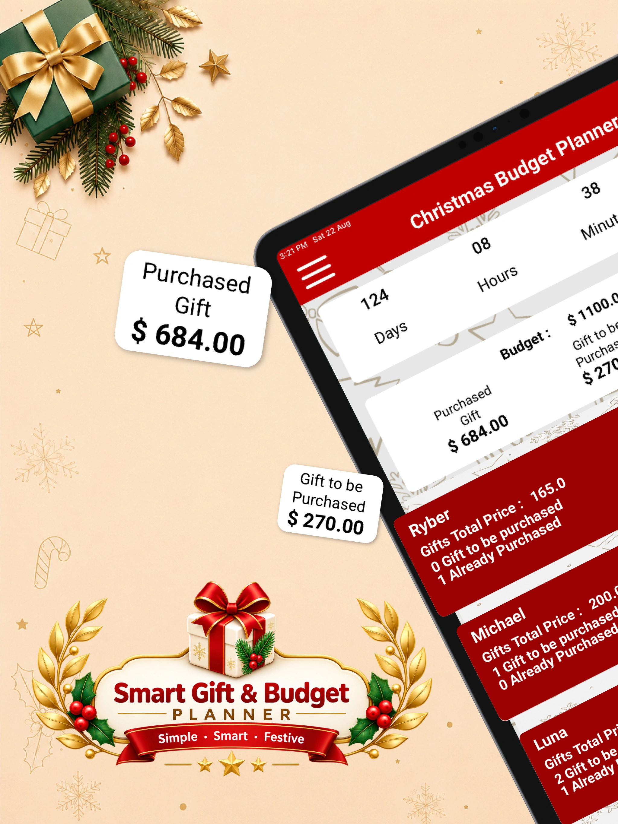 Christmas Budget Planner iPad screenshot 1