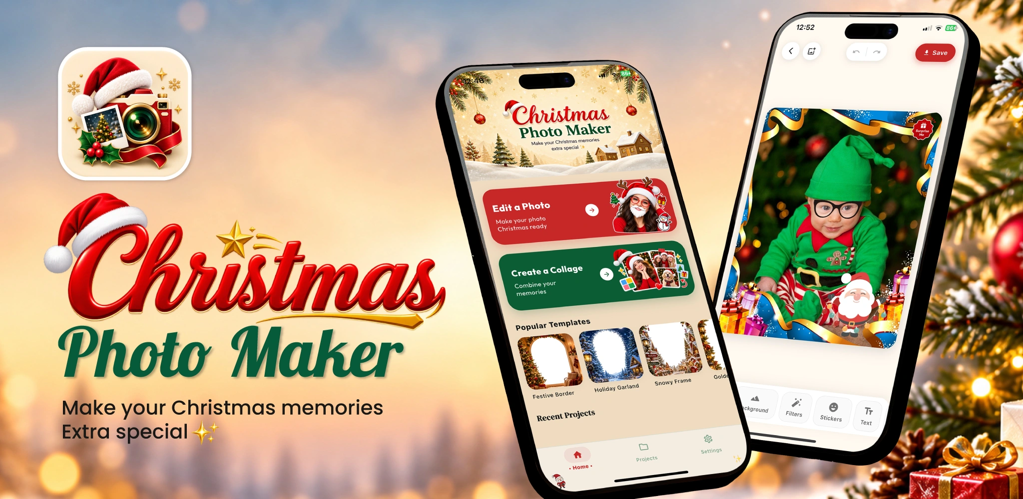 Christmas Photo Maker app preview
