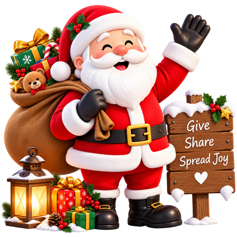 Santa Claus with Christmas sign