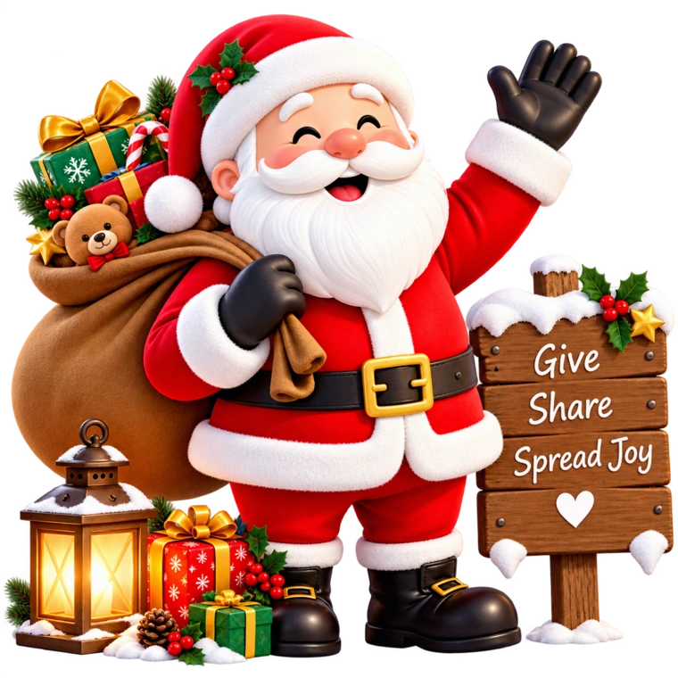 Santa Claus with Christmas sign