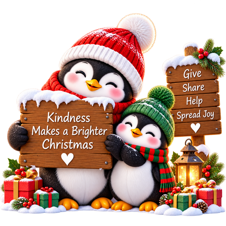 Kindness Makes a Brighter Christmas - Christmas Penguins