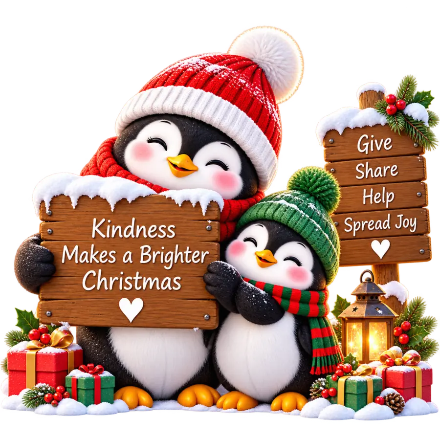 Kindness Makes a Brighter Christmas - Christmas Penguins